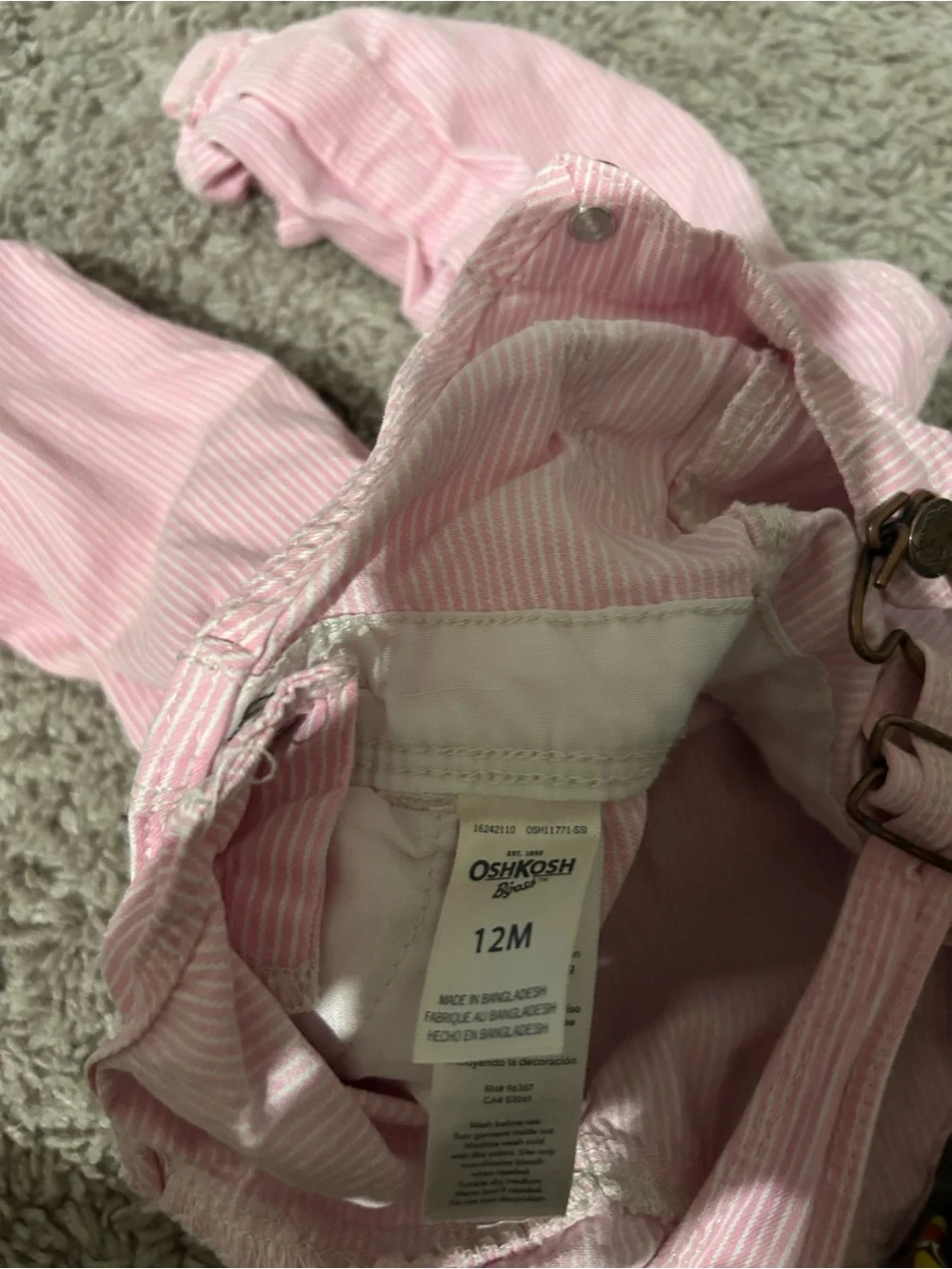 OshKosh B'gosh Pink Striped Toddler Overalls